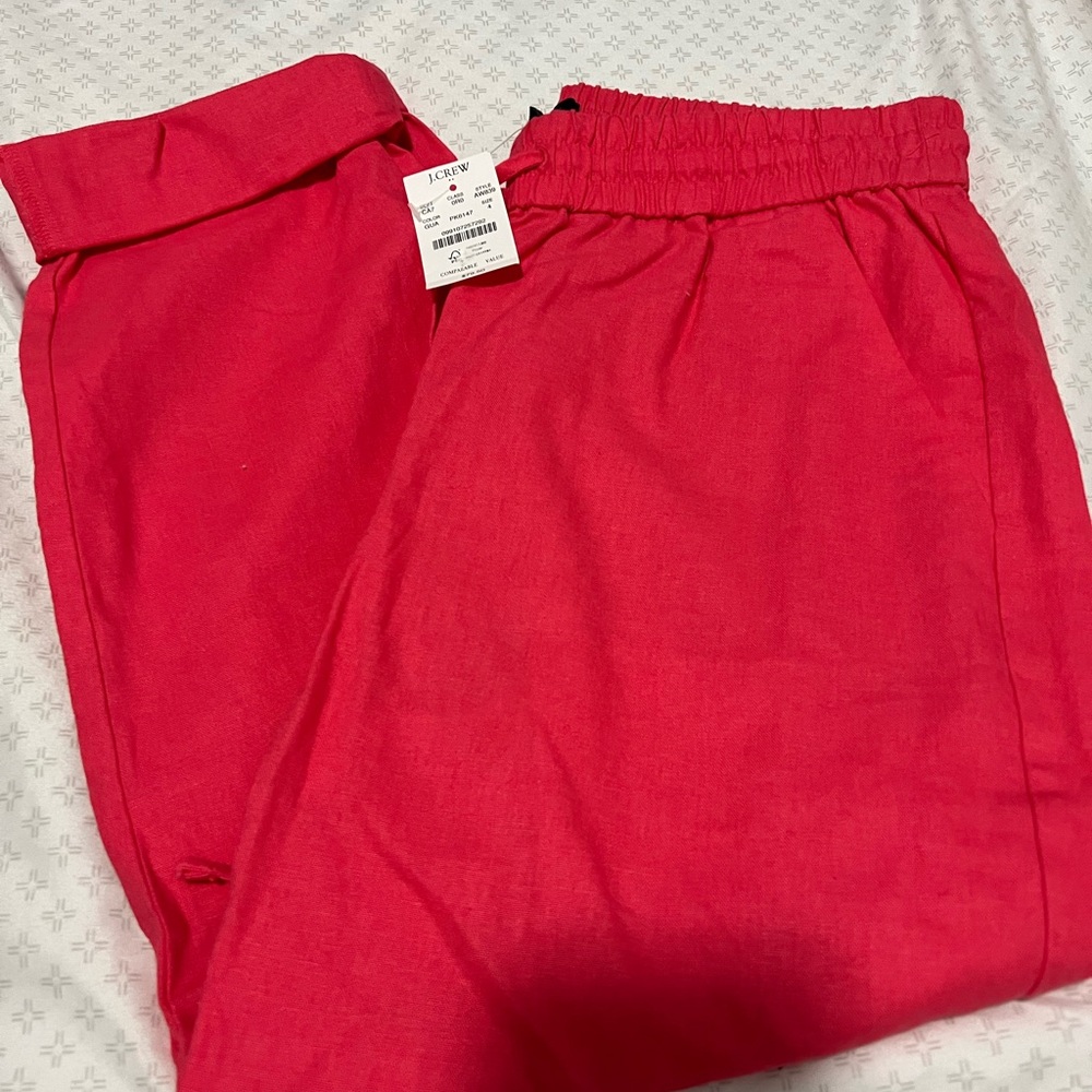 Jcrew Ornage Red Linen Pants